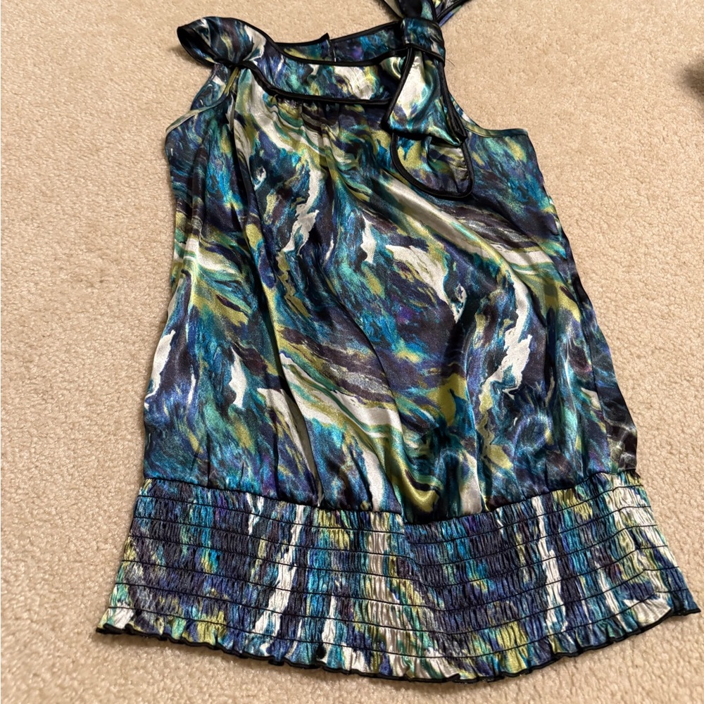Byer California Blue and Green Abstract Top